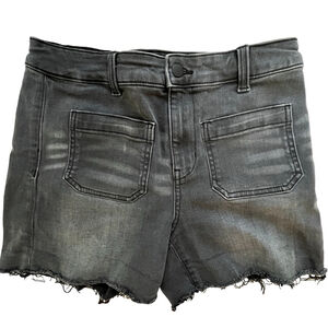 High Rise Denim Shorts Gray Women's Size 8 Far West Distressed Fringe